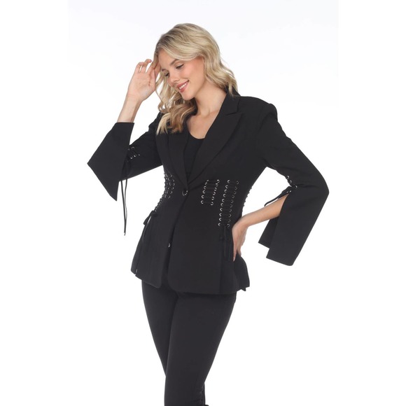 AZI Jeans Women's Size M Lace Up Slip Blazer Jacket Black NWT